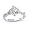 3/4 CT. T.w. Marquise Diamond Frame Tri-Sides Twist Shank Engagement Ring In 14K White Gold