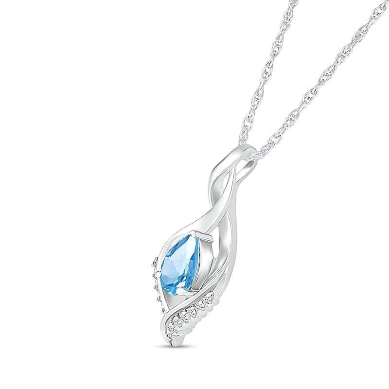 Pear-Shaped Blue Topaz and White Lab-Created Sapphire Shadow Infinity ...