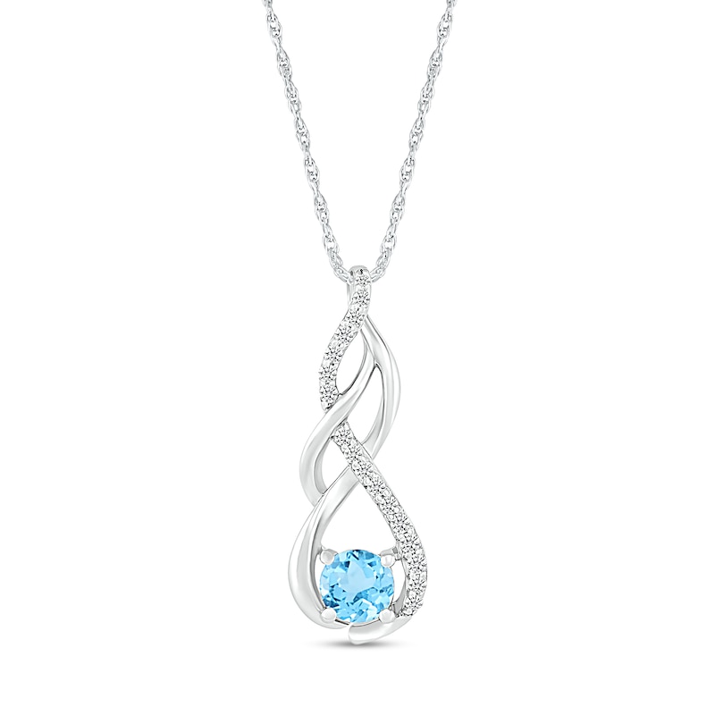 Blue Topaz and White Lab-Created Sapphire Infinity Braid Pendant in 10K ...