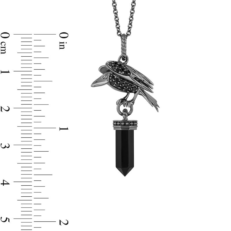 Main Image 3 of Enchanted Disney Villains Maleficent Obelisk Onyx and 1/8 CT. T.W. Black Diamond Raven Pendant in Black Sterling Silver