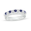 Thumbnail Image 1 of Blue and White Lab-Created Sapphire Art Deco Double Row Band in Sterling Silver