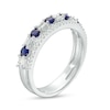 Thumbnail Image 3 of Blue and White Lab-Created Sapphire Art Deco Double Row Band in Sterling Silver