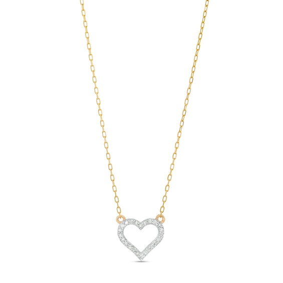 1/10 CT. T.w. Diamond Heart Outline Necklace in 10K Gold
