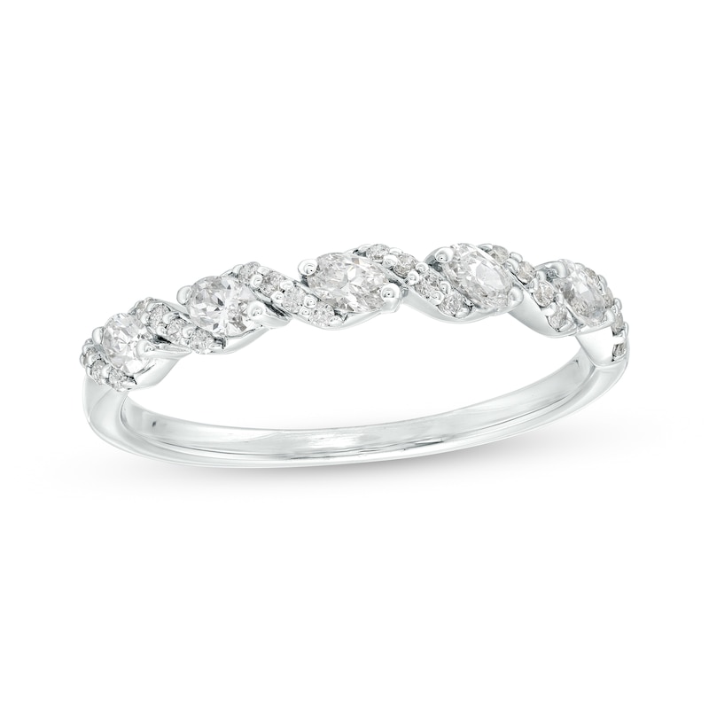 1/3 CT. T.W. Certified Oval and Round Diamond Slanted Anniversary Band ...