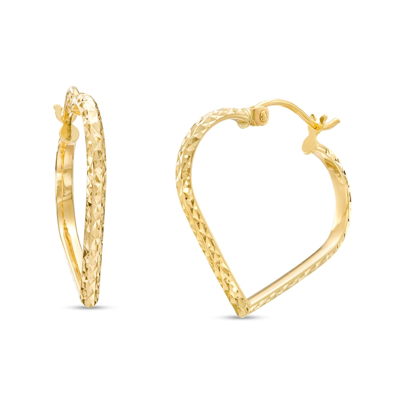 Diamond-Cut Heart-Shaped Tube Hoop Earrings in 14K Gold | Zales
