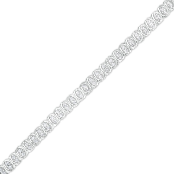 1 CT. T.w. Diamond Alternating Xo Line Bracelet In 10K White Gold â 7.25