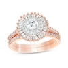 1 CT. T.w. Baguette And Round Diamond Double Frame Bridal Set In 10K Rose Gold