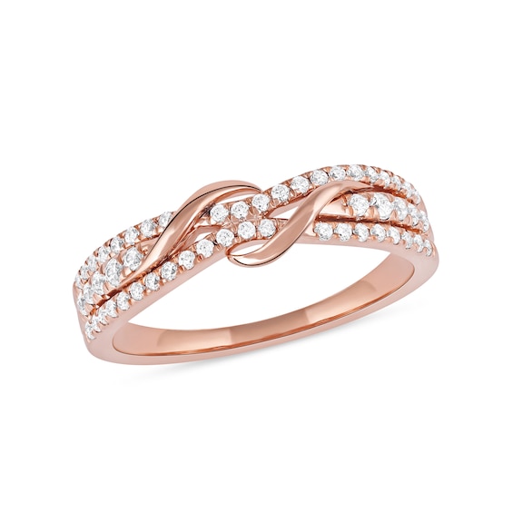 1/3 CT. T.w. Diamond Double Wrapped Wave Ring in 10K Rose Gold