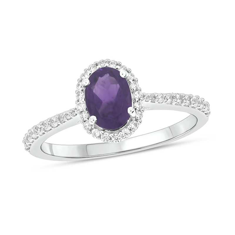 Oval Amethyst and 1/4 CT. T.W. Diamond Frame Tapered Shank Engagement ...
