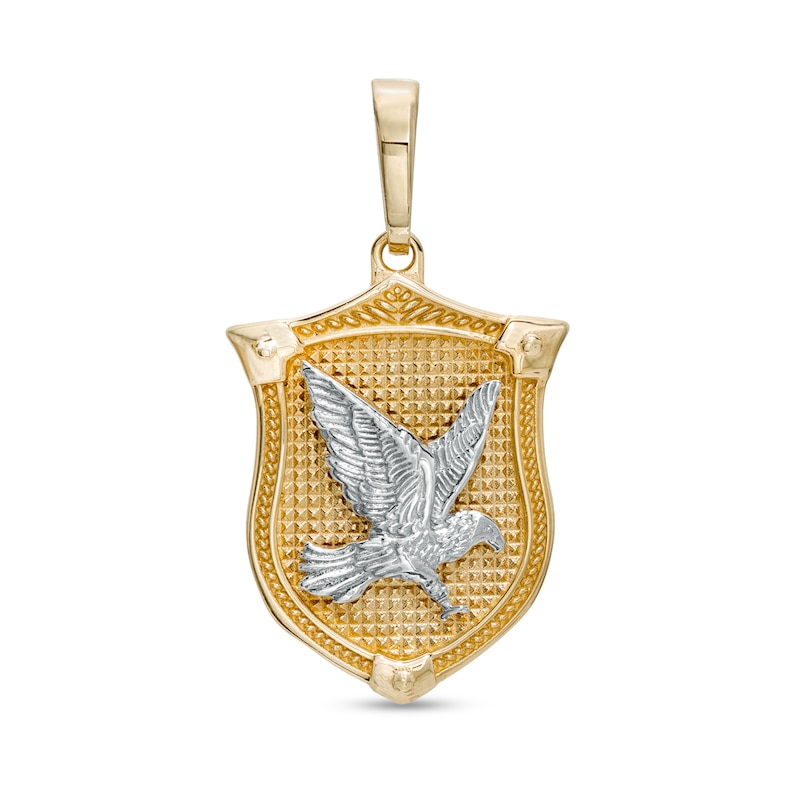 Men's Eagle Shield Necklace Charm in 10K Two-Tone Gold