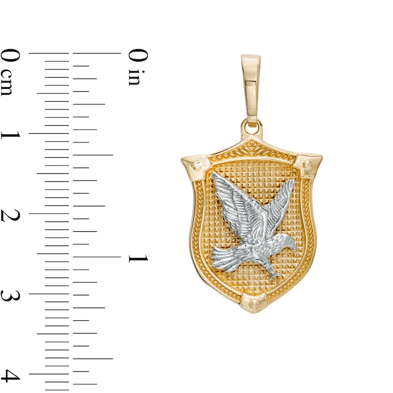 Men's Eagle Shield Necklace Charm in 10K Two-Tone Gold