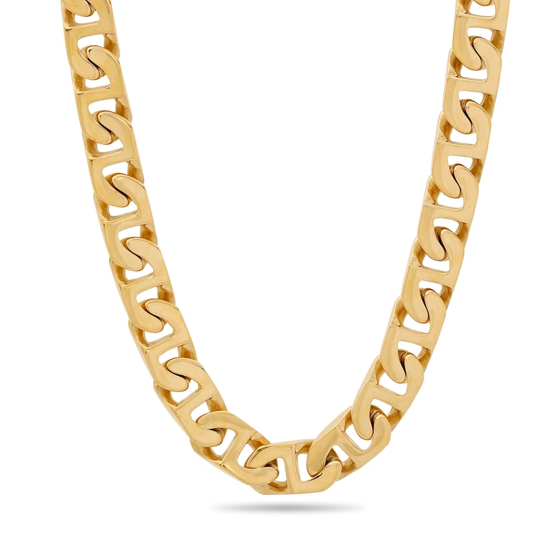 Men's 6.5mm Flat Mariner Chain Necklace in Stainless Steel with Yellow Ion Plate - 24"