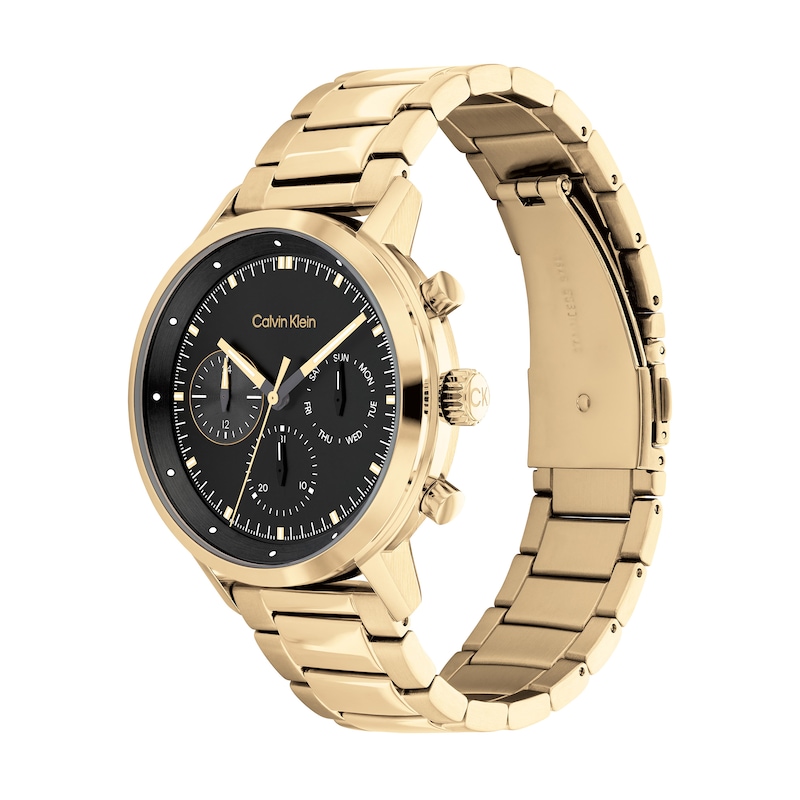 Men's Calvin Klein Gold-Tone IP Chronograph Watch with Black Dial (Model: 25200065)