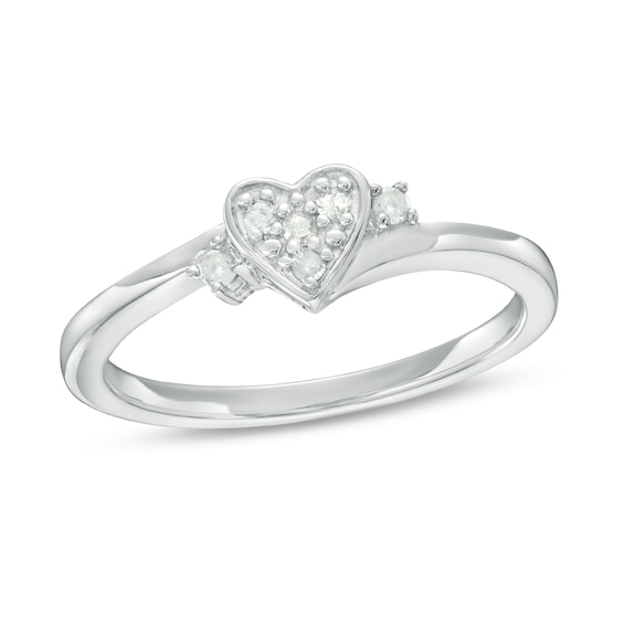 1/10 CT. T.w. Diamond Heart Promise Ring in Sterling Silver