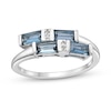 Baguette London Blue and Round White Topaz Bypass Wrap Ring in Sterling ...