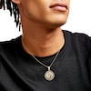Thumbnail Image 1 of Men's 1/4 CT. T.W. Diamond Linked Chain Frame Jesus Pendant in Sterling Silver with 14K Gold Plate