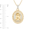 Thumbnail Image 2 of Men's 1/4 CT. T.W. Diamond Linked Chain Frame Jesus Pendant in Sterling Silver with 14K Gold Plate