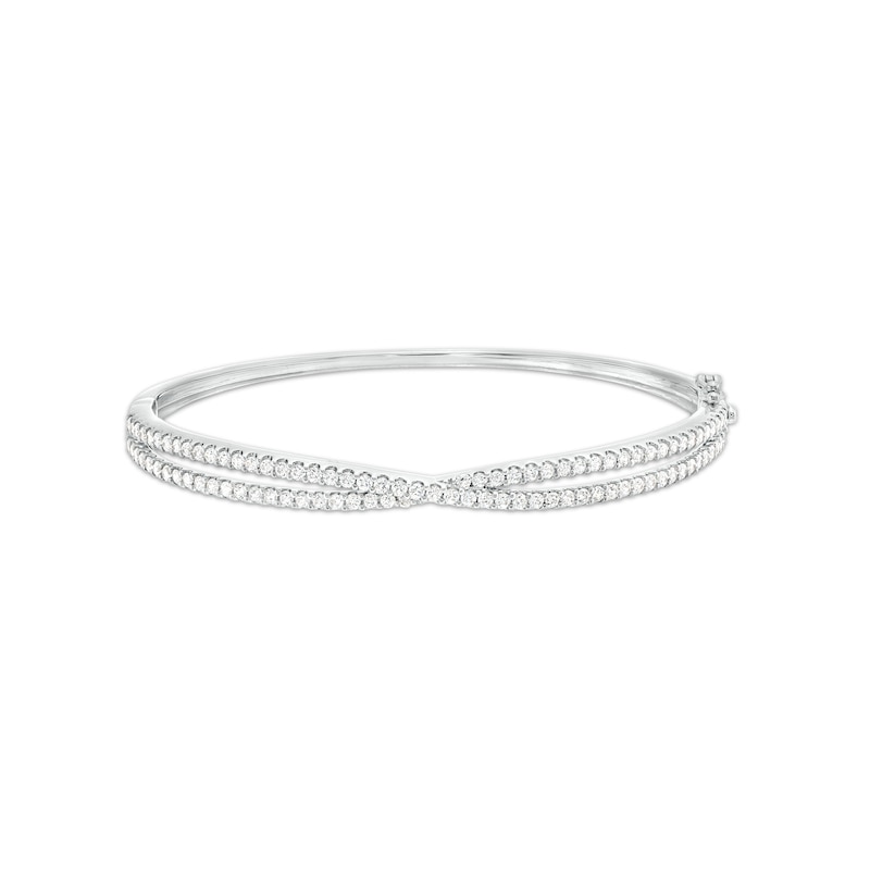 2 CT. T.W. Certified Lab-Created Diamond Crossover Bangle in 14K White Gold (F/SI2)