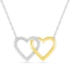 Thumbnail Image 0 of Diamond Accent Double Linked Heart Necklace in Sterling Silver and 14K Gold Plate