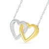 Thumbnail Image 1 of Diamond Accent Double Linked Heart Necklace in Sterling Silver and 14K Gold Plate