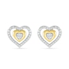 Thumbnail Image 2 of Diamond Accent Double Heart Stud Earrings in Sterling Silver and 14K Gold Plate