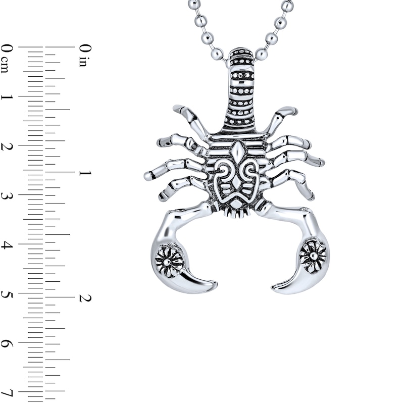 Men's Oxidized Tribal-Style Scorpio Zodiac Pendant in Stainless Steel - 20"