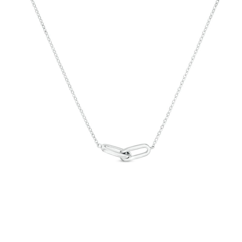 Main Image 1 of Double Interlocking Paper Clip Link Necklace in Sterling Silver - 19"
