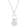 Thumbnail Image 0 of 5.5-6.0mm Freshwater Cultured Pearl and White Lab-Created Sapphire Cat Pendant in Sterling Silver