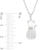 Thumbnail Image 2 of 5.5-6.0mm Freshwater Cultured Pearl and White Lab-Created Sapphire Cat Pendant in Sterling Silver