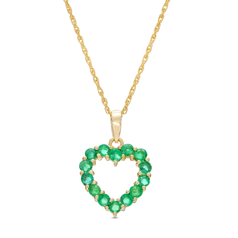 Emerald Heart Outline Drop Pendant in 10K Gold | Zales