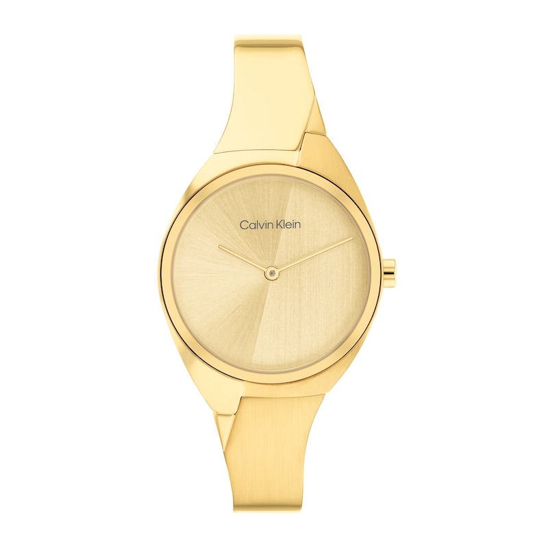 Ladies' Calvin Klein Gold-Tone IP Bangle Watch with Champagne Dial (Model: 25200235)