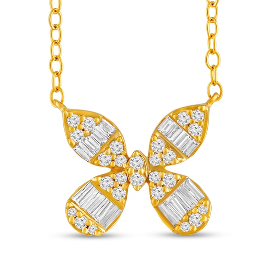 3/8 CT. T.w. Multi-Diamond Butterfly Necklace in 10K Gold