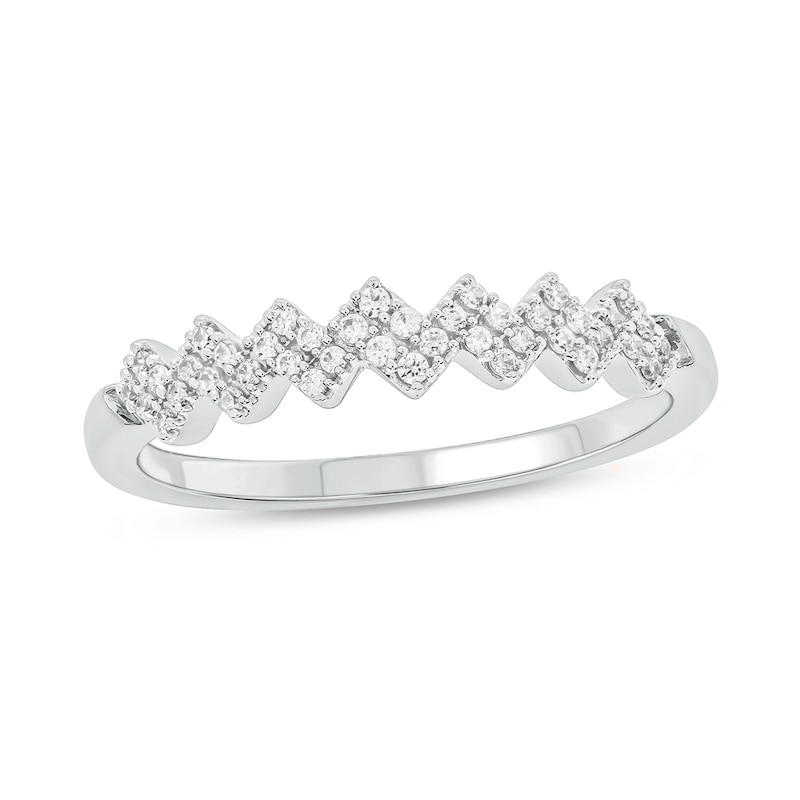 1/6 CT. T.W. Diamond Zig-Zag Stackable Band in 10K White Gold | Zales