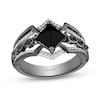 Thumbnail Image 1 of Enchanted Disney Villains Maleficent Princess-Cut Onyx and Diamond Ring in Sterling Silver with Black Rhodium