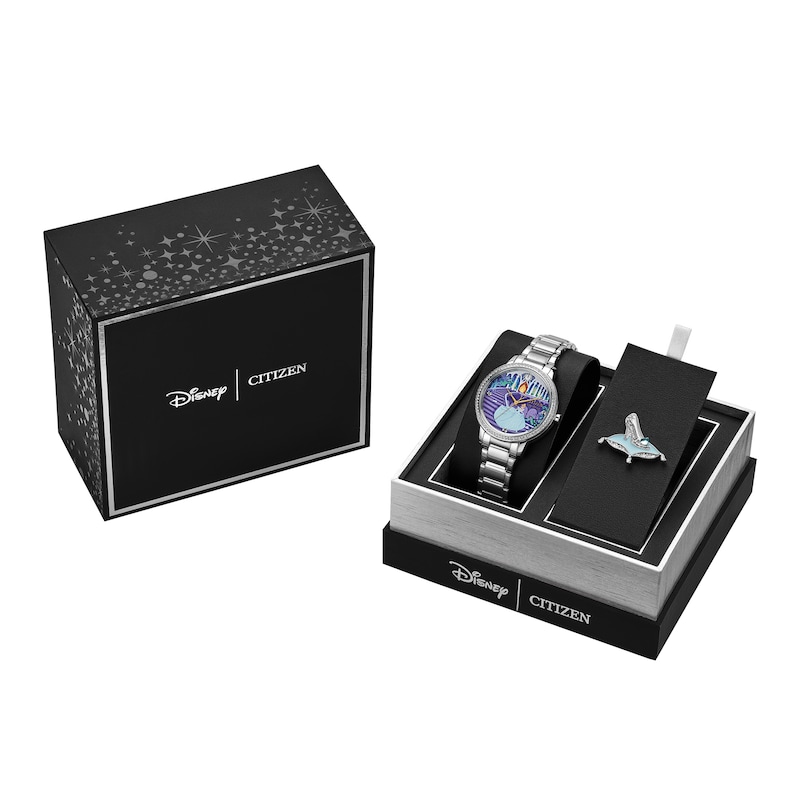 Main Image 1 of Ladies' Citizen Eco-Drive® Disney Cinderella Crystal Accent Watch and Pin Box Set (Model: FE7041-51W)