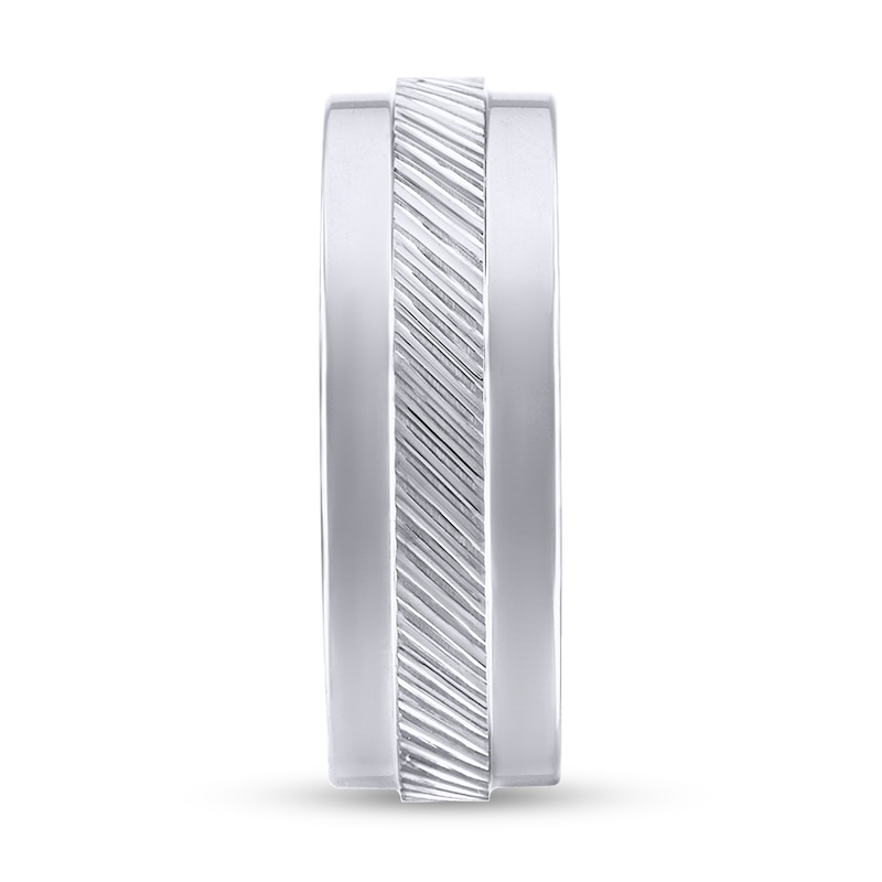 Men's 7.0mm Ribbed Stripe Band in Tungsten