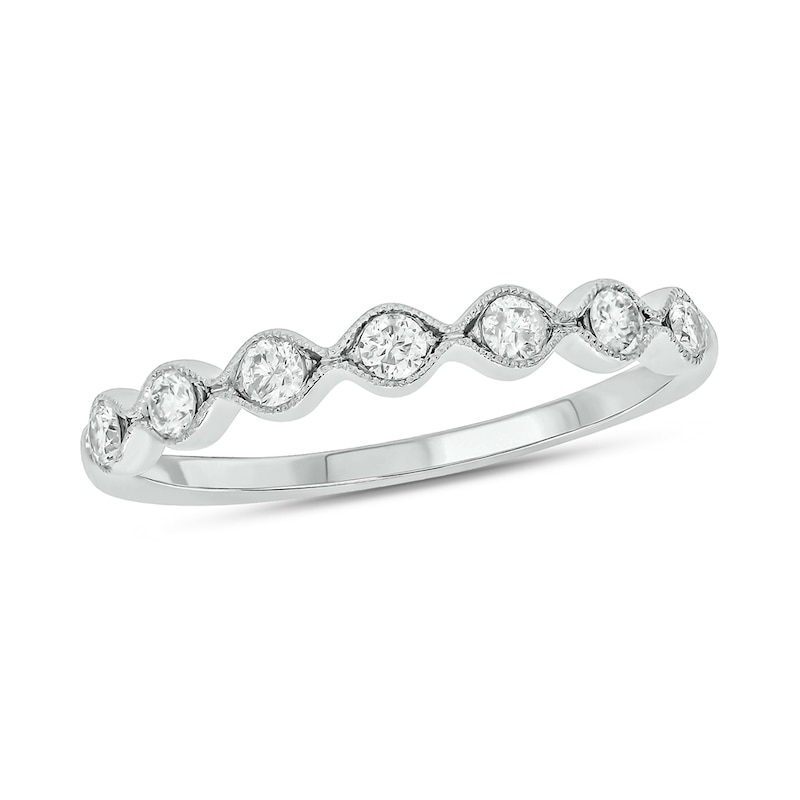 1/4 CT. T.W. Diamond Station Vintage-Style Stackable Band in 10K White ...