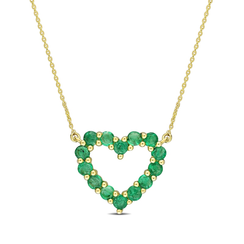 Emerald Outline Heart Necklace in 10K Gold - 17