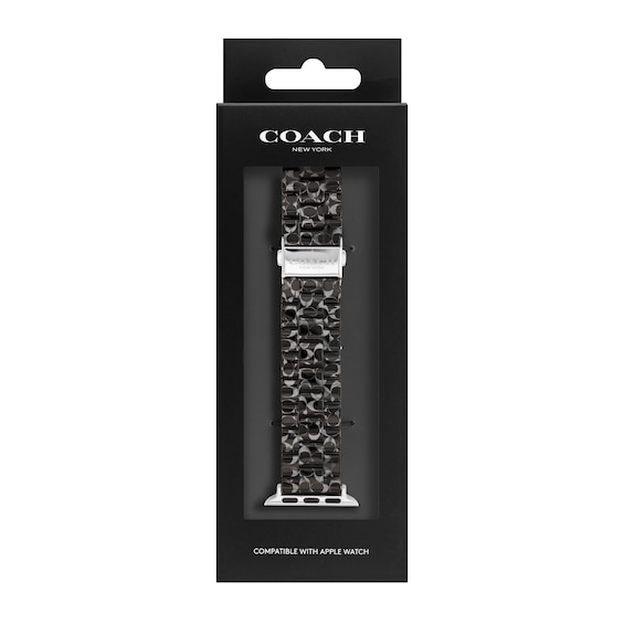 Ladies' Coach Apple Straps Black Resin Interchangeable Replacement Band Smart Watch Attachment (Model: 14700232)