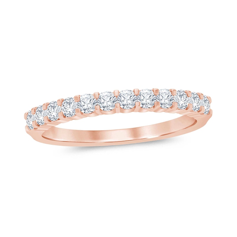 1/2 CT. T.W. Diamond Comfort-Fit Wedding Band in 14K Rose Gold (I/I2)