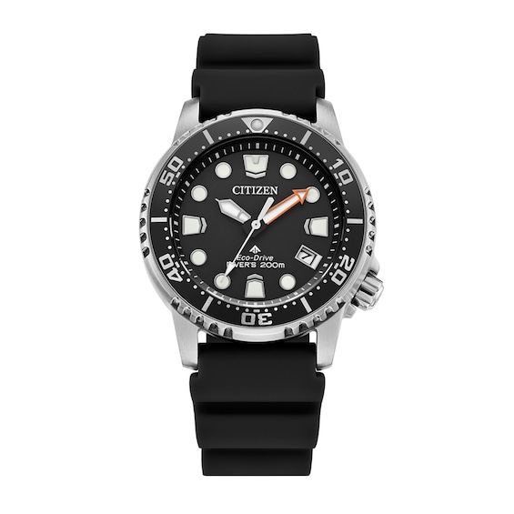 Ladies' Citizen Eco-DriveÂ® Promaster Dive Black Rubber Strap Watch with Black Dial (Model: Eo2020-08E)