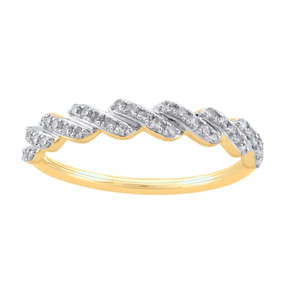 1/5 CT. T.w. Diamond Rolling Wave Ring in 10K Gold