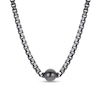 Thumbnail Image 0 of Men's 10.0-11.0mm Black Tahitian Cultured Pearl Box Chain Necklace in Sterling Silver with Black Rhodium-20"