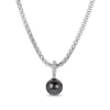 Thumbnail Image 1 of Men's 10.0-11.0mm Black Tahitian Cultured Pearl Pendant Box Chain Necklace in Sterling Silver-20"