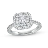 Thumbnail Image 0 of Vera Wang Love Collection 1-1/5 CT. T.W. Princess-Cut Diamond Cushion Frame Engagement Ring in 14K White Gold (I/SI2)