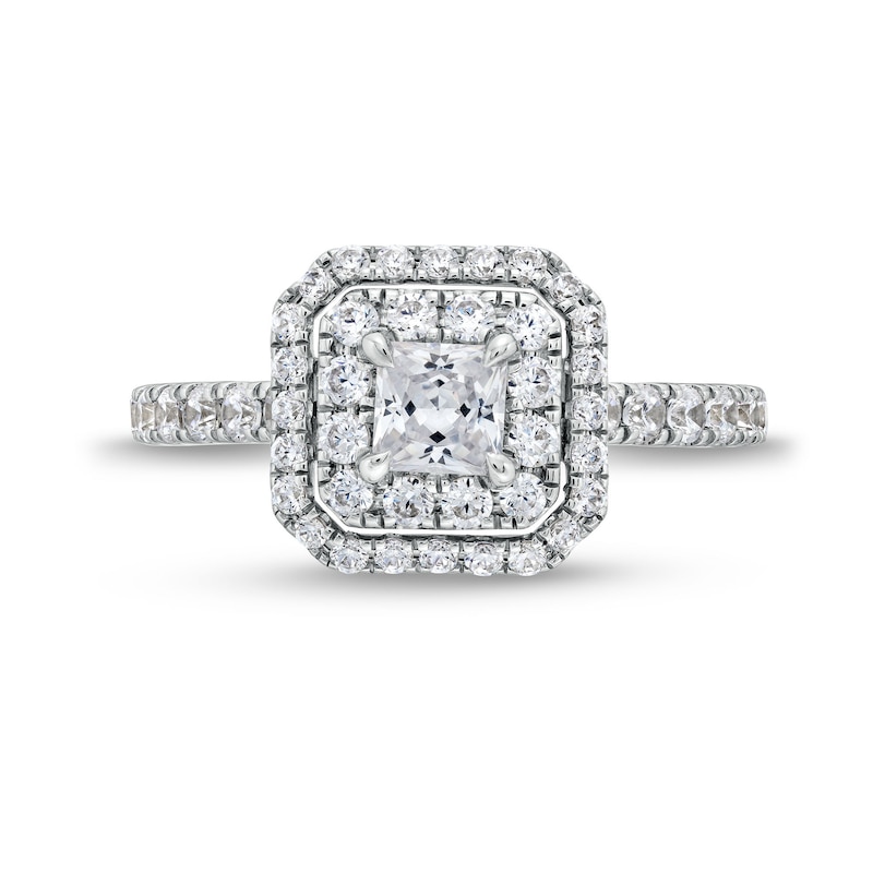 Vera Wang Love Collection 1-1/5 CT. T.W. Princess-Cut Diamond Cushion Frame Engagement Ring in 14K White Gold (I/SI2)