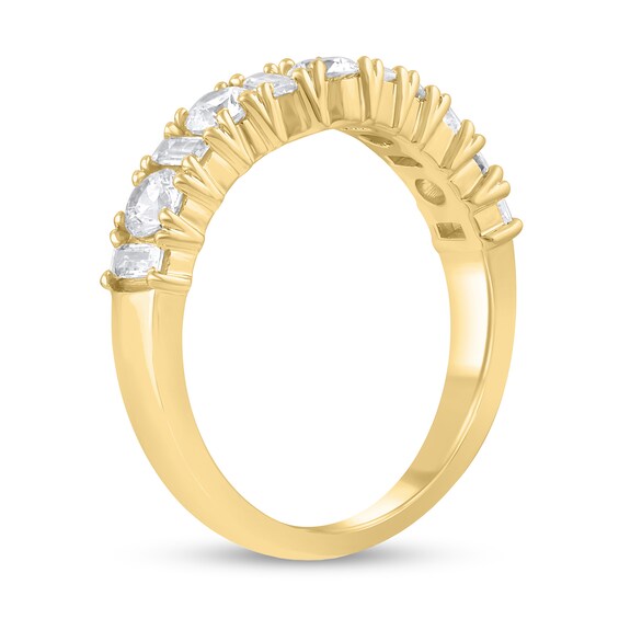 Alternating 1 CT. T.w. Round and Baguette-Cut Diamond Contour Band in 14K Gold