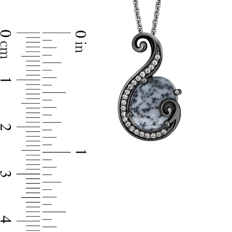 Enchanted Disney Villains Ursula Oval White Obsidian and 1/8 CT. T.W. Diamond Tentacle Pendant in Sterling Silver