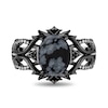 Thumbnail Image 4 of Enchanted Disney Villains Maleficent Oval Obsidian and 1/6 CT. T.W. Diamond Thorns Ring in Sterling Silver - Size 7