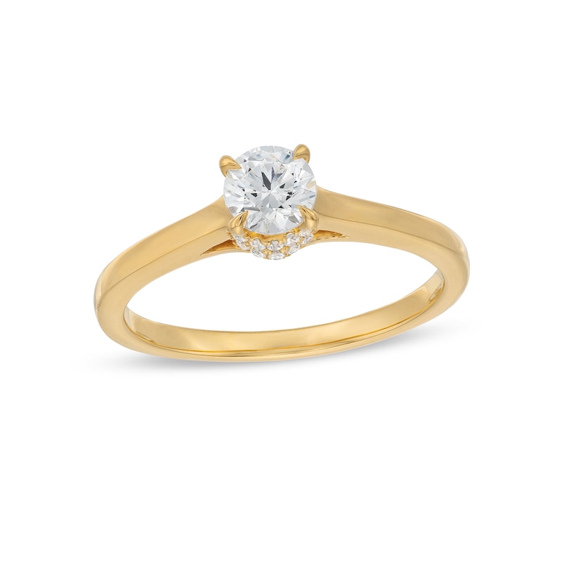 1/2 CT. T.W. Diamond Hidden Double Halo Engagement Ring in 14K Gold | Zales